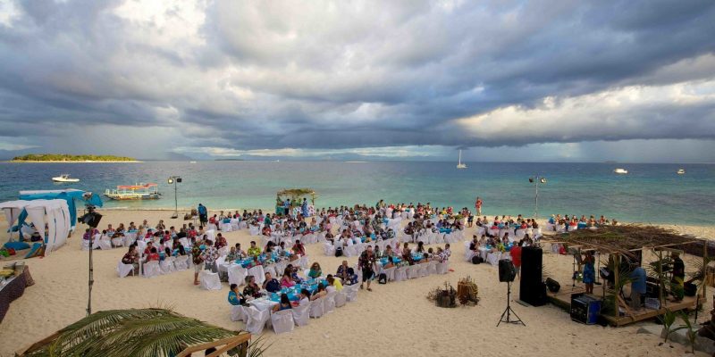 Fiji conference dinner on an island